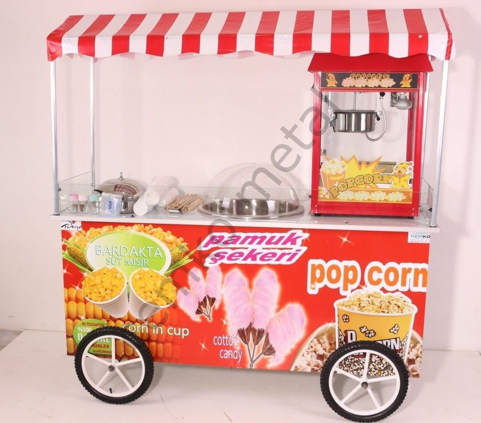 Popcorn Pamuk Şeker ve Bardakta Mısır Arabası 65x180 (Model Marmaris)