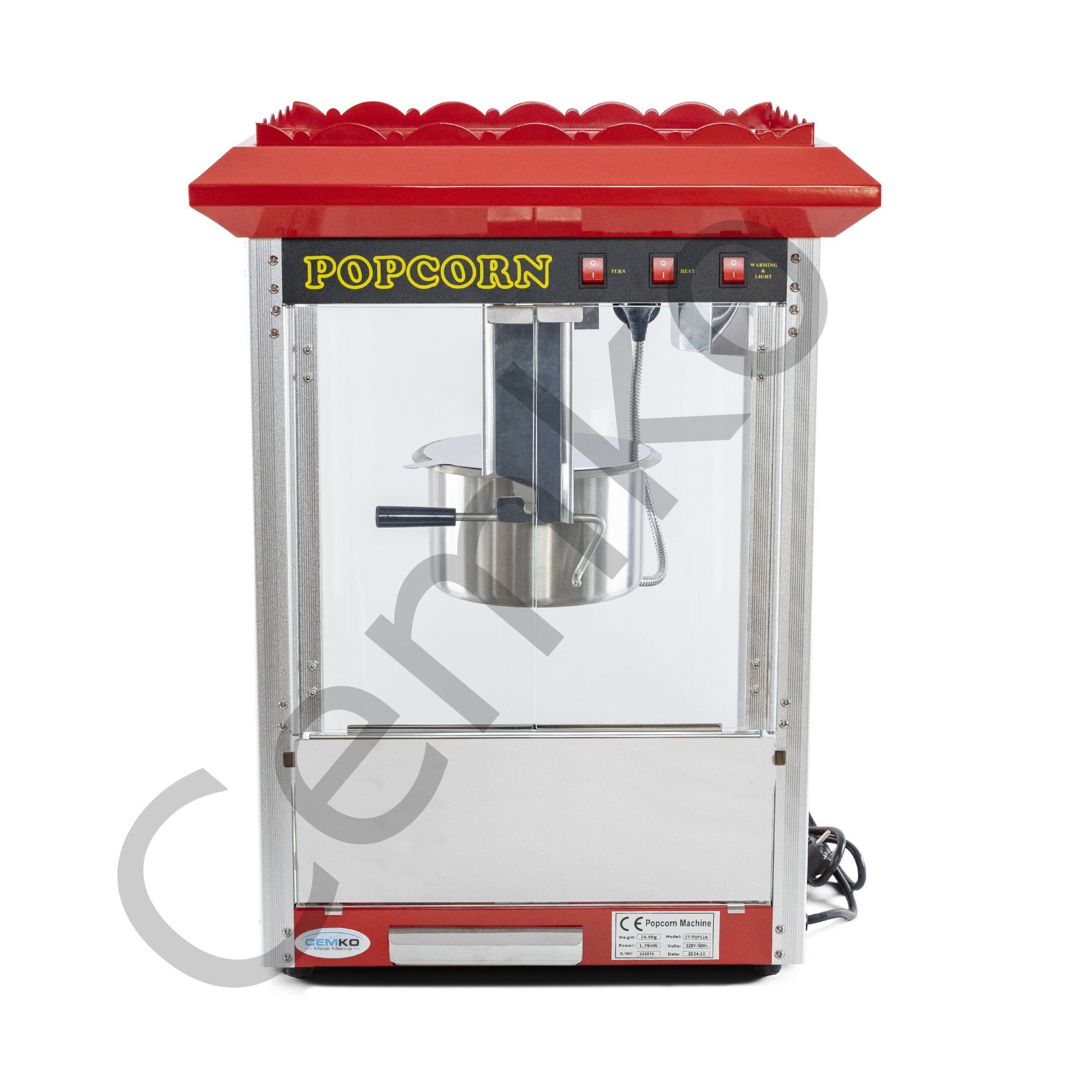 Popcorn Mısır Patlatma Makinası 6 Kilo Kapasiteli (Model İvrindi)