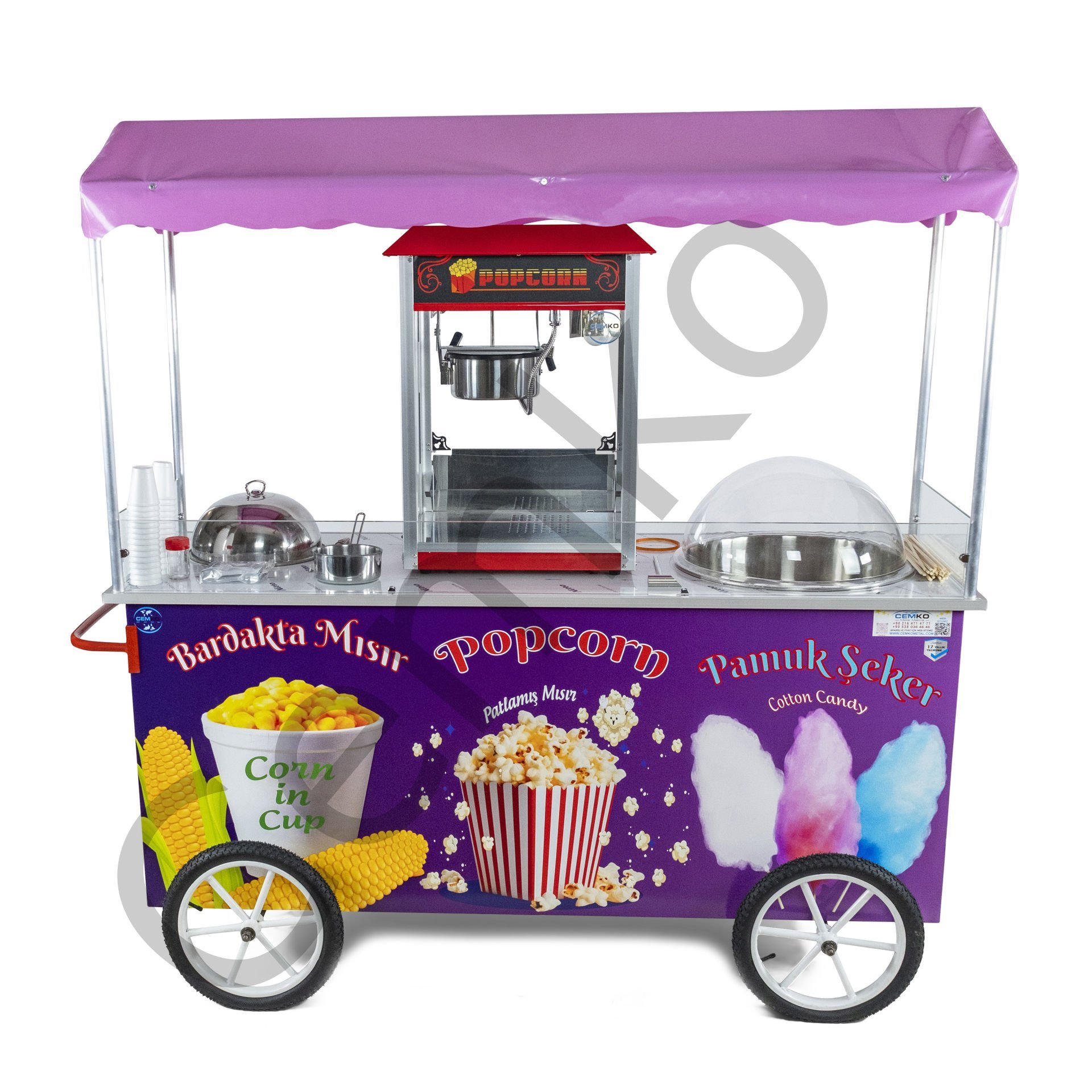 Pamuk Şeker, Popcorn ve Bardakta Mısır Arabası 65x180 (Model Trabzon)