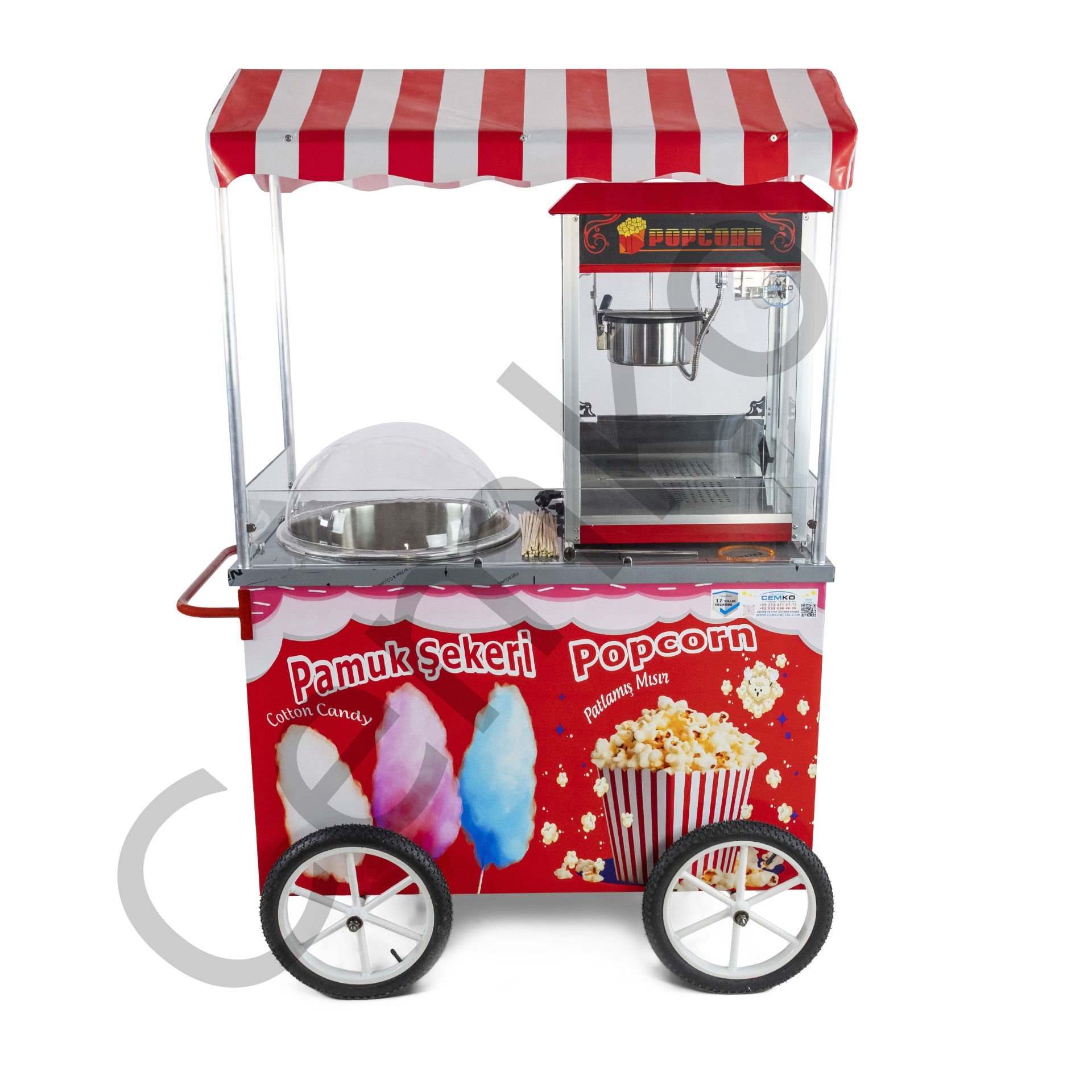 Pamuk Şekeri ve Popcorn Arabası İkisi Bir Arada 60x120 (Model Manavgat)