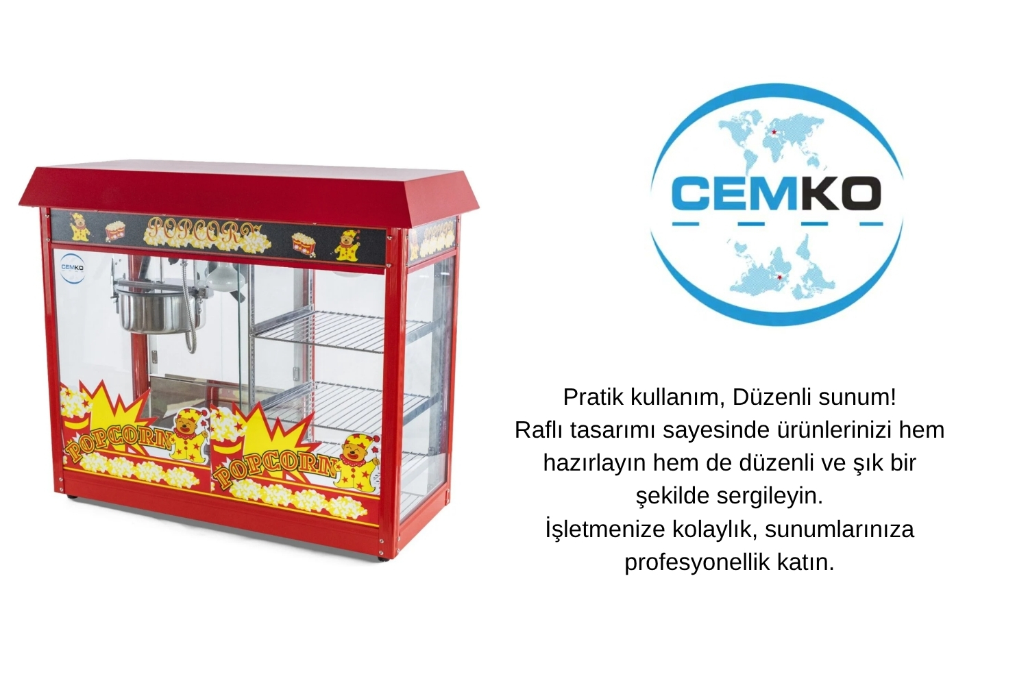Popcorn makinesi Raflı
