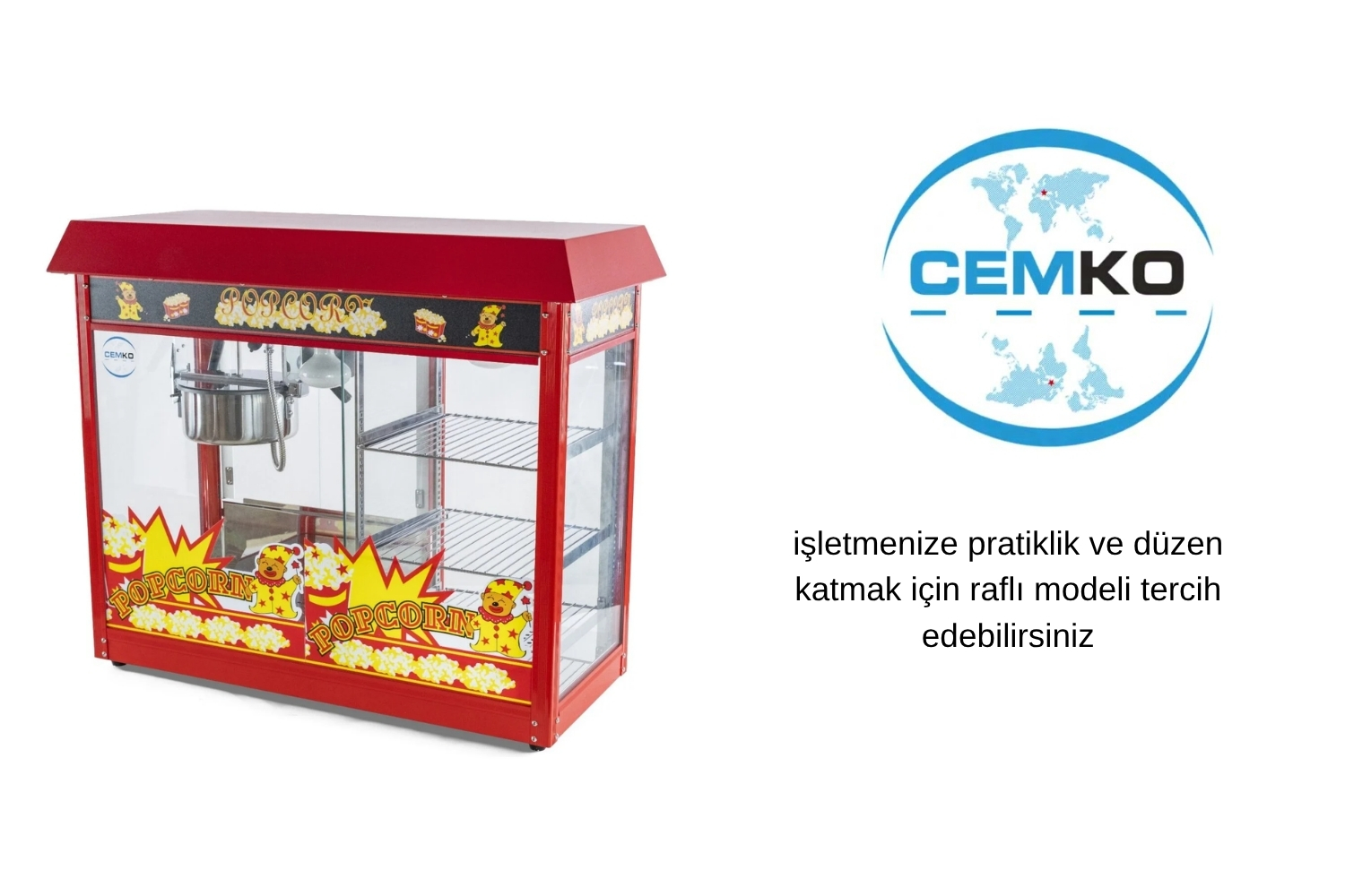 Mısır patlatma makinesi Raflı