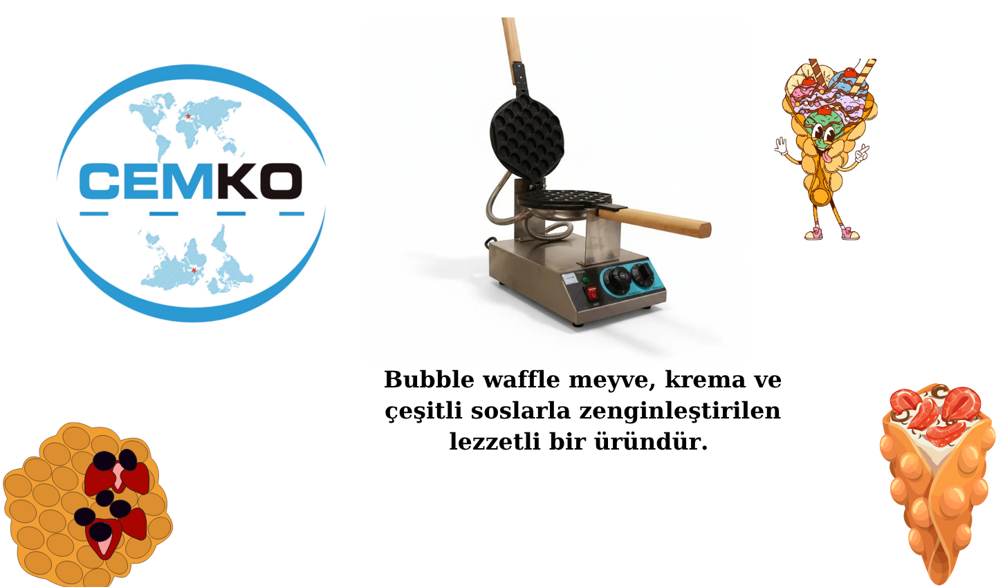 Bubble Waffle Makinesi Zaman Ayarlı 1. Kalite Teflon