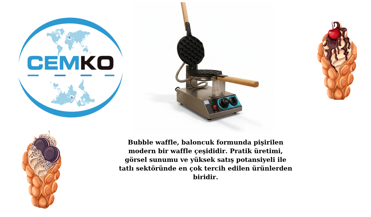 Bubble Waffle Makinesi Zaman Ayarlı 1. Kalite Teflon