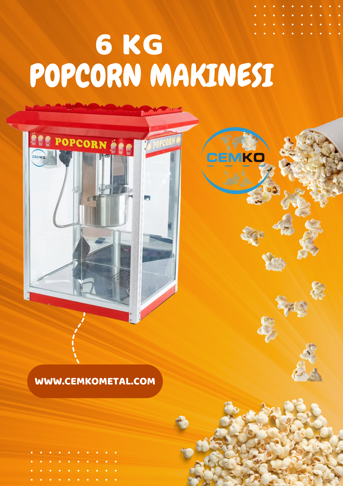 sinema patlamış mısır makinesi 6kg