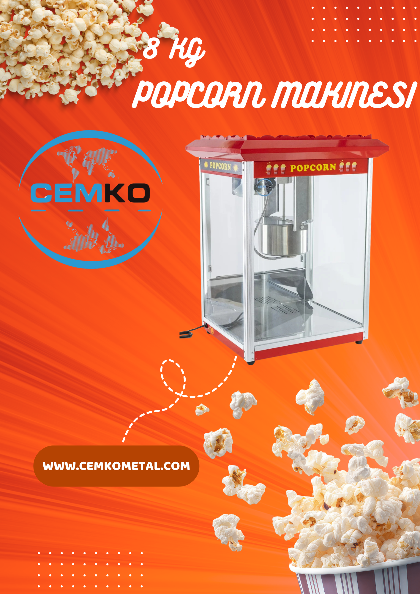 8kg popcorn makinesi sinema
