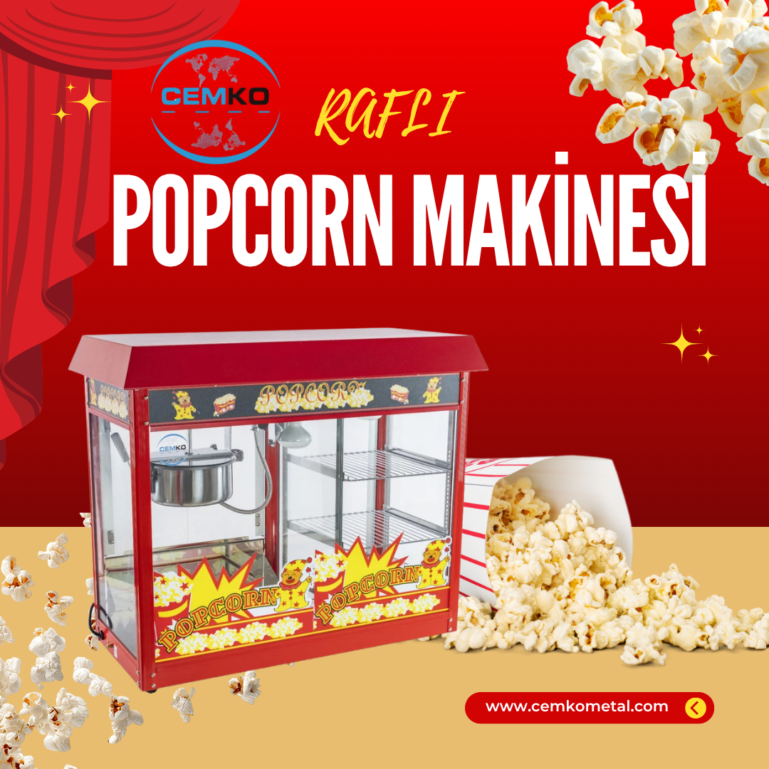 sinema patlamış mısır makinesi raflı