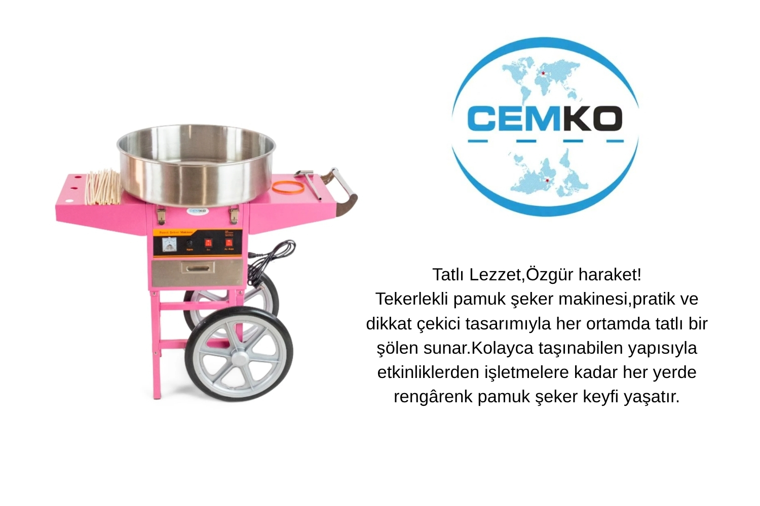 Tekerlekli pamuk şeker arabası