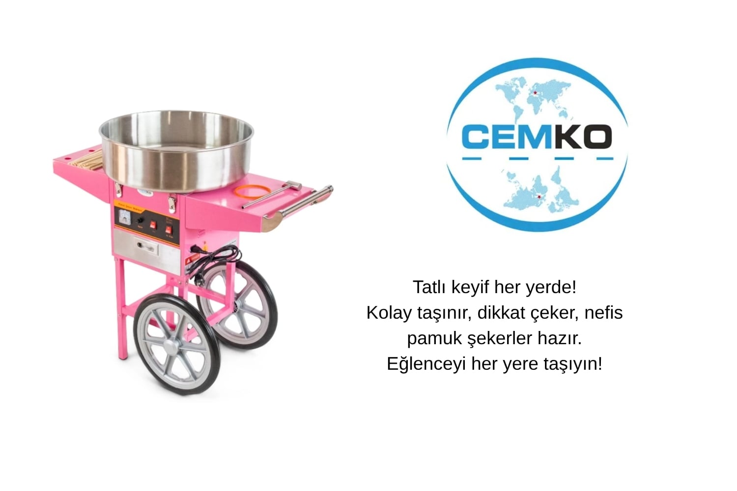 Tekerlekli Pamuk Şeker Arabası