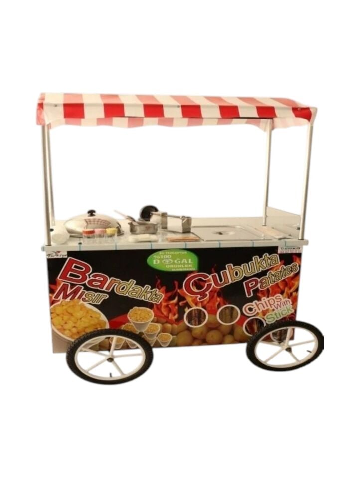 Tekerlekli Çubukta Patates Ve Bardakta Mısır Arabası (Model Şişli)