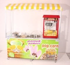 Pamuk Şeker Popcorn ve Bardakta Mısır Arabası (Model Antalya) 65x180