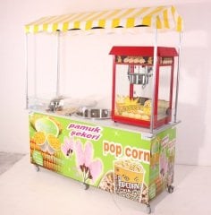 Pamuk Şeker Popcorn ve Bardakta Mısır Arabası (Model Antalya) 65x180