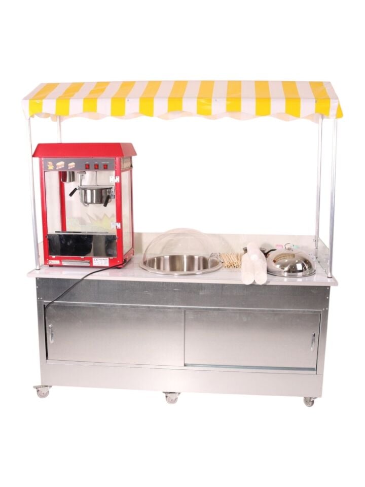 Pamuk Şeker Popcorn ve Bardakta Mısır Arabası (Model Antalya) 65x180
