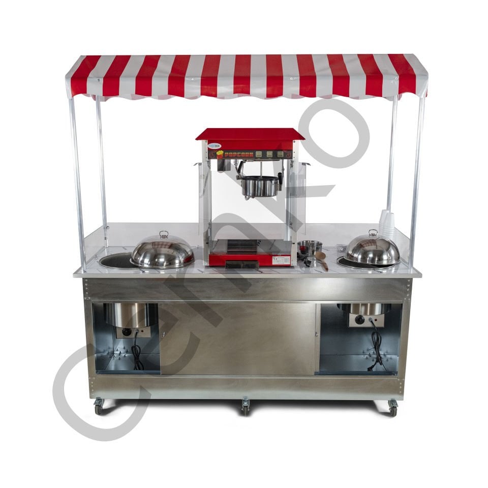 Popcorn Mısır Patlatma, Koçan Mısır ve Bardakta Mısır Tezgahı (Model Ayvalık) 65x180