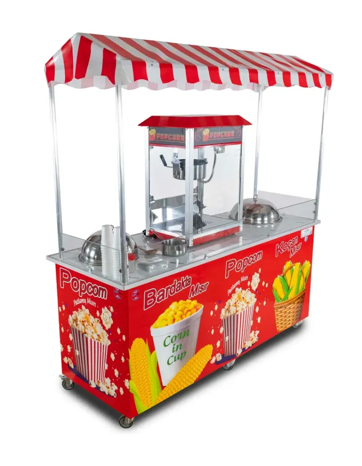 Popcorn Mısır Patlatma, Koçan Mısır ve Bardakta Mısır Tezgahı (Model Ayvalık) 65x180