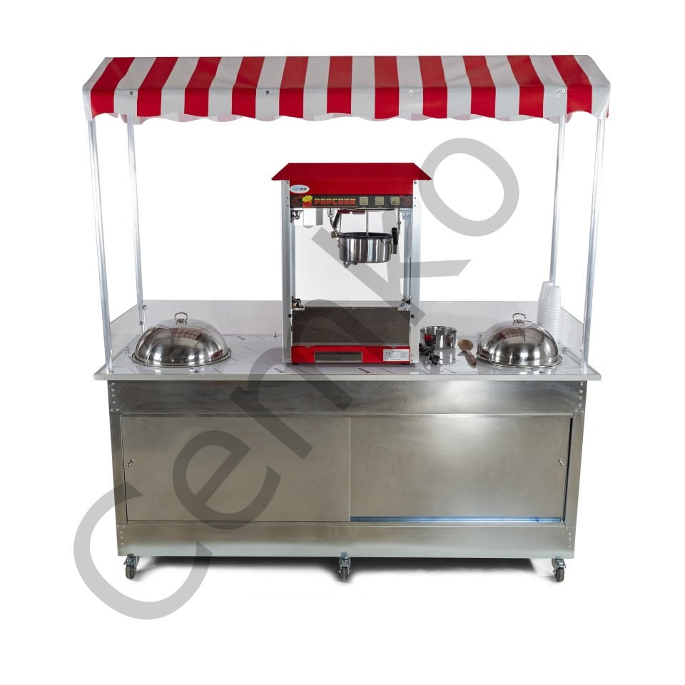 Popcorn Mısır Patlatma, Koçan Mısır ve Bardakta Mısır Tezgahı (Model Ayvalık) 65x180