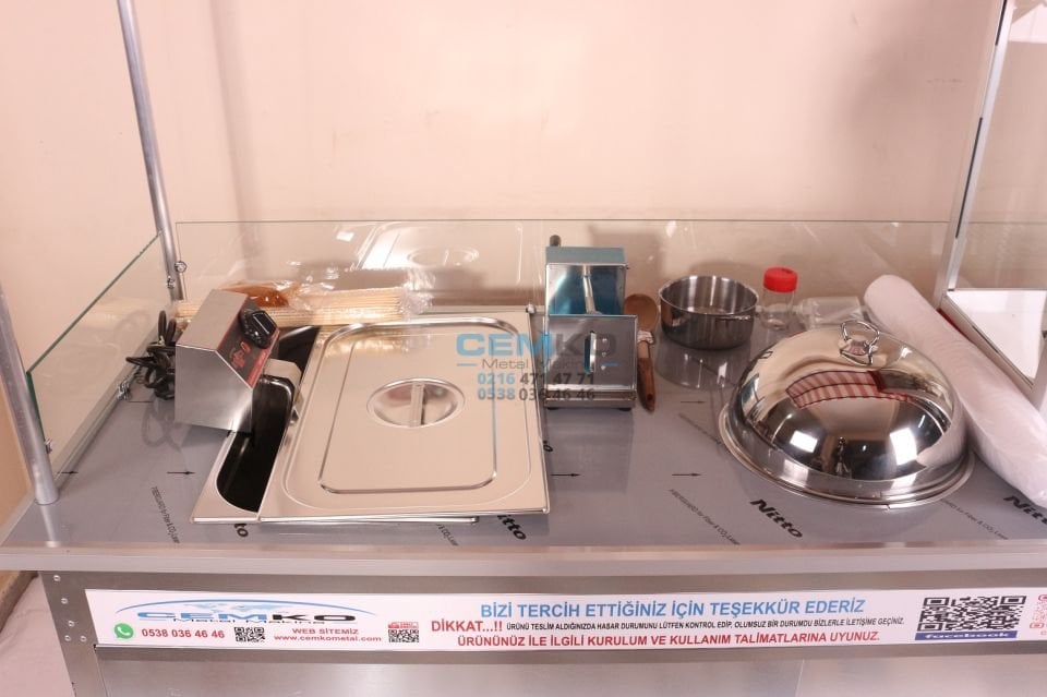 Çubukta Patates Popcorn ve Bardakta Mısır Arabası (Model Yalova) 65x180