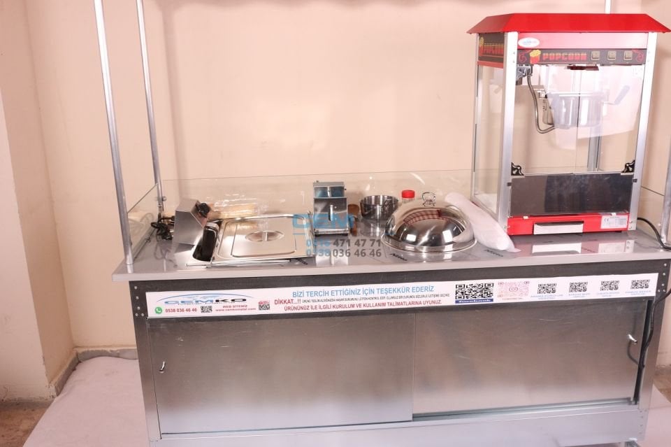 Çubukta Patates Popcorn ve Bardakta Mısır Arabası (Model Yalova) 65x180