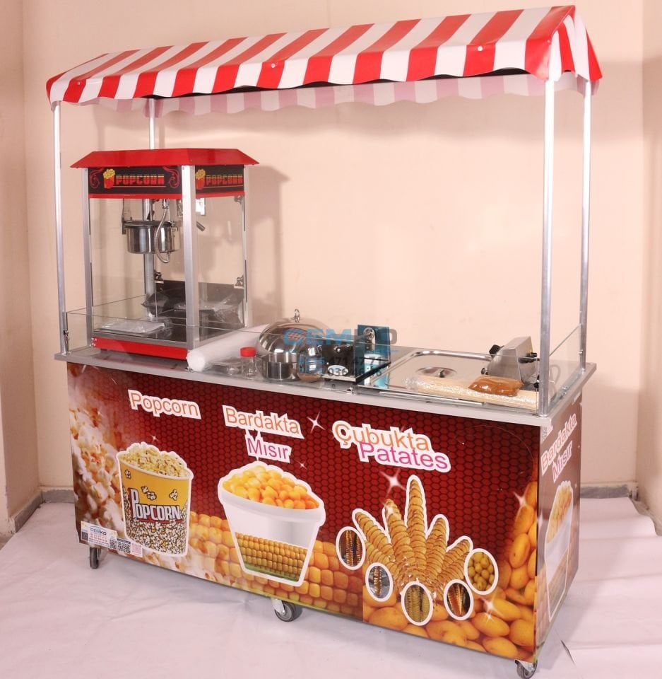 Çubukta Patates Popcorn ve Bardakta Mısır Arabası (Model Yalova) 65x180