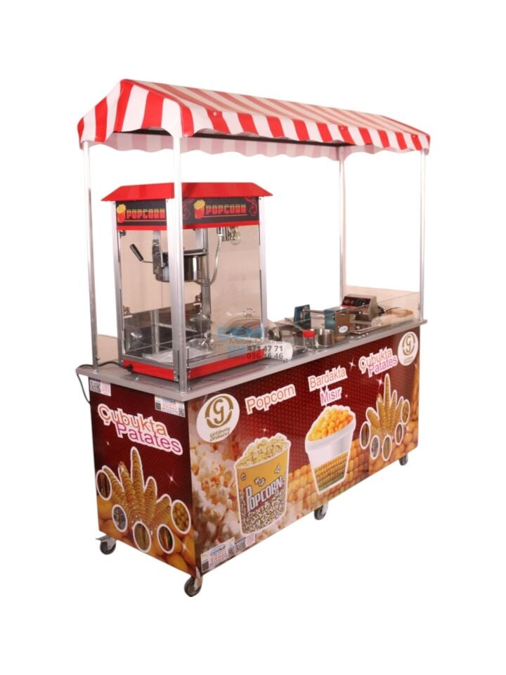 Çubukta Patates Popcorn ve Bardakta Mısır Arabası (Model Yalova) 65x180