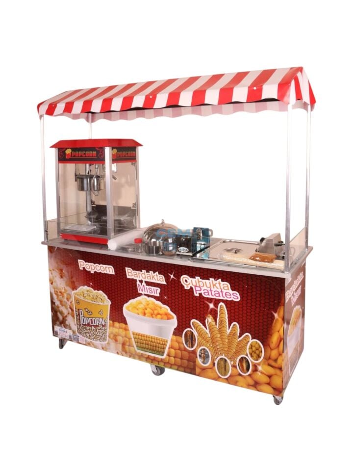 Çubukta Patates Popcorn ve Bardakta Mısır Arabası (Model Yalova) 65x180