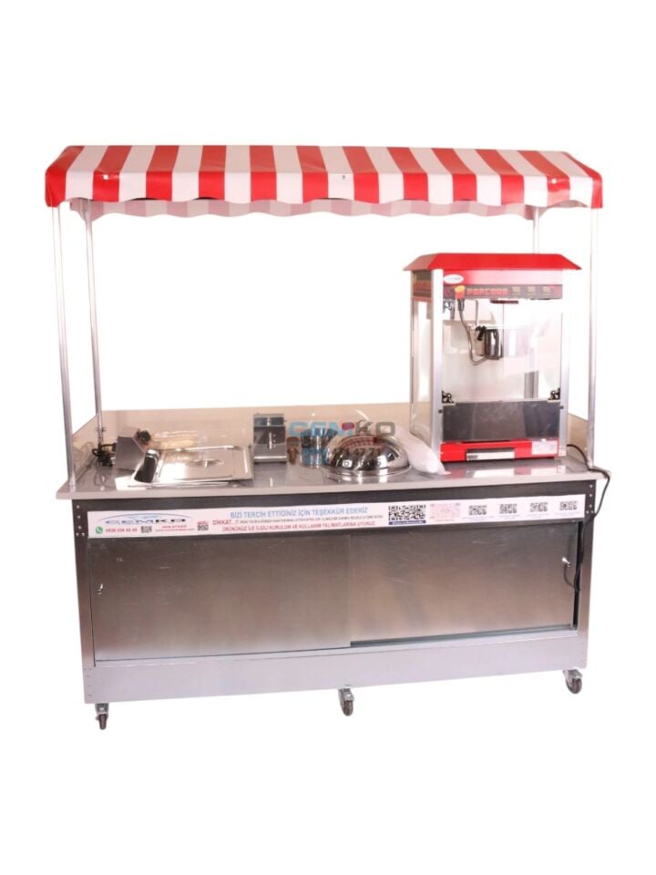 Çubukta Patates Popcorn ve Bardakta Mısır Arabası (Model Yalova) 65x180