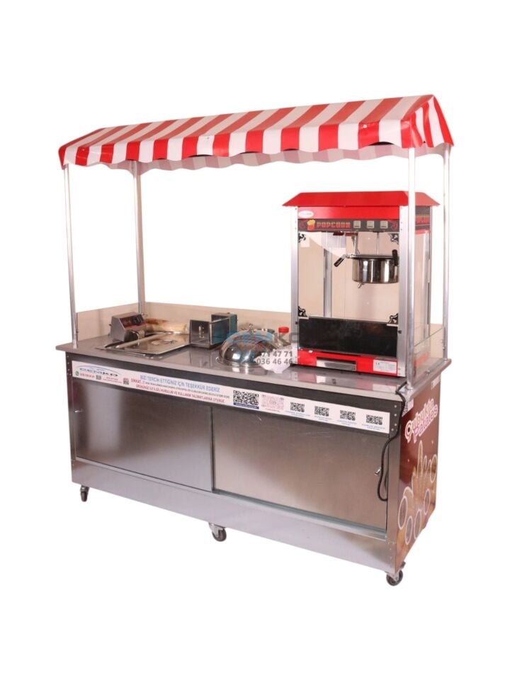 Çubukta Patates Popcorn ve Bardakta Mısır Arabası (Model Yalova) 65x180