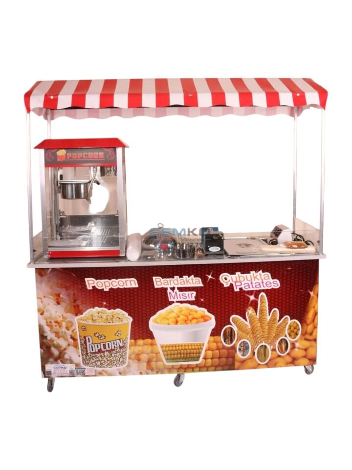 Çubukta Patates Popcorn ve Bardakta Mısır Arabası (Model Yalova) 65x180