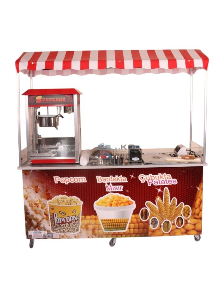 Çubukta Patates Popcorn ve Bardakta Mısır Arabası (Model Yalova) 65x180