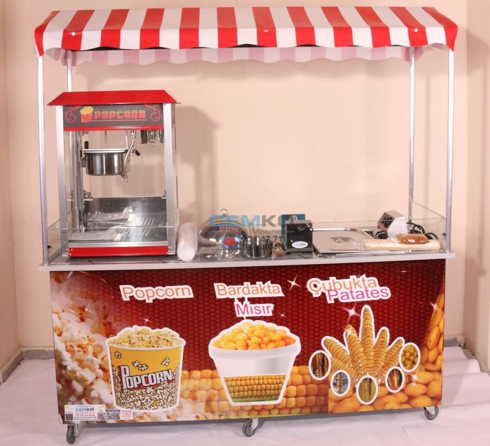 Çubukta Patates Popcorn ve Bardakta Mısır Arabası (Model Yalova) 65x180