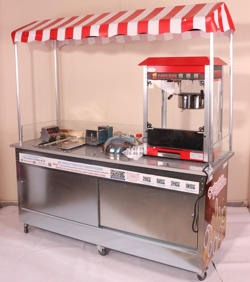 Çubukta Patates Popcorn ve Bardakta Mısır Arabası (Model Yalova) 65x180