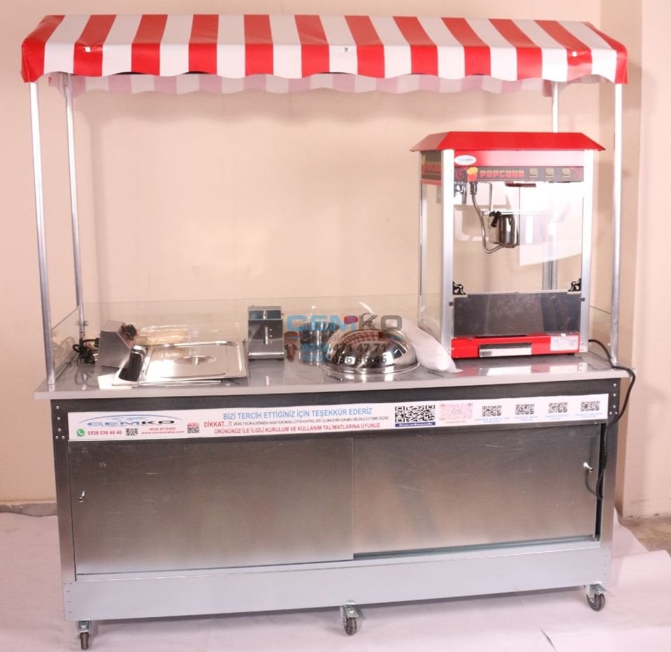 Çubukta Patates Popcorn ve Bardakta Mısır Arabası (Model Yalova) 65x180