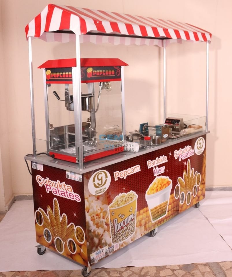 Çubukta Patates Popcorn ve Bardakta Mısır Arabası (Model Yalova) 65x180
