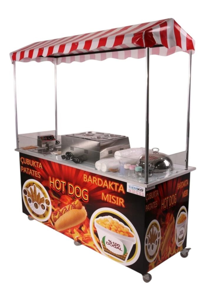 Hot Dog Çubukta Patates ve Bardakta Mısır Standı (Model Çeşme) 65X180