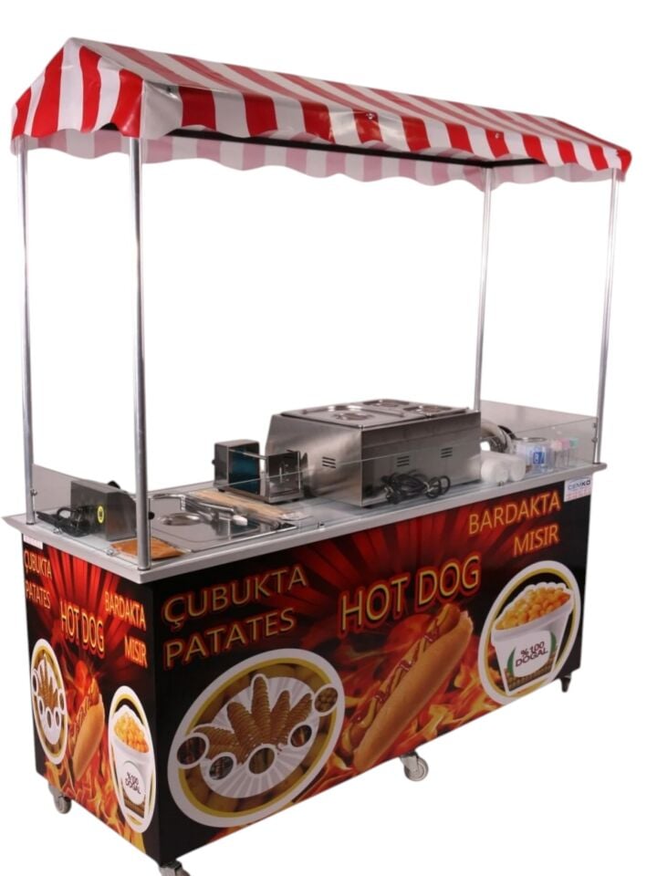 Hot Dog Çubukta Patates ve Bardakta Mısır Standı (Model Çeşme) 65X180