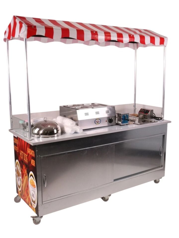 Hot Dog Çubukta Patates ve Bardakta Mısır Standı (Model Çeşme) 65X180