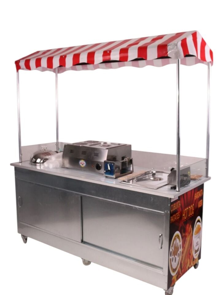 Hot Dog Çubukta Patates ve Bardakta Mısır Standı (Model Çeşme) 65X180