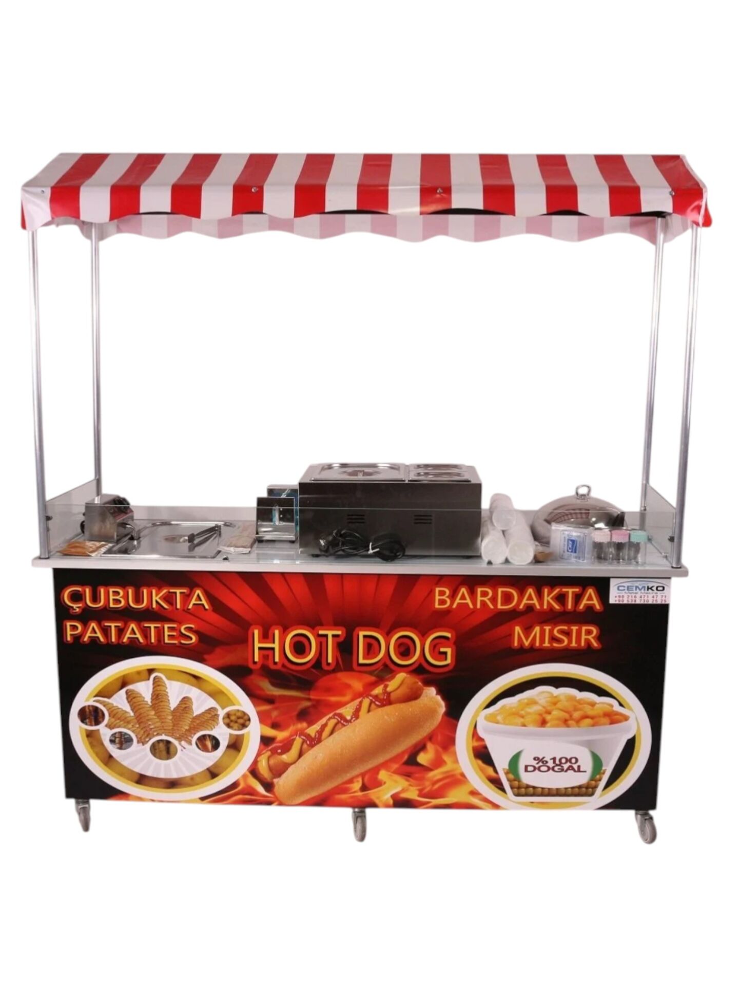 Hot Dog Çubukta Patates ve Bardakta Mısır Standı (Model Çeşme) 65X180