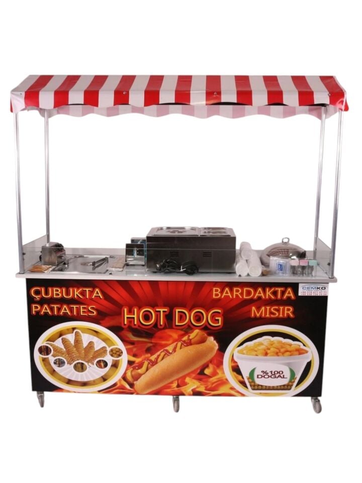 Hot Dog Çubukta Patates ve Bardakta Mısır Standı (Model Çeşme) 65X180
