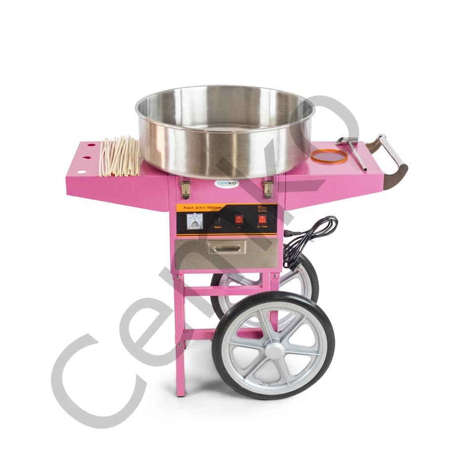 Tekerlekli Pamuk Şeker Arabası (ÜRÜNDE FANUS YOKTUR) (Model Fethiye)