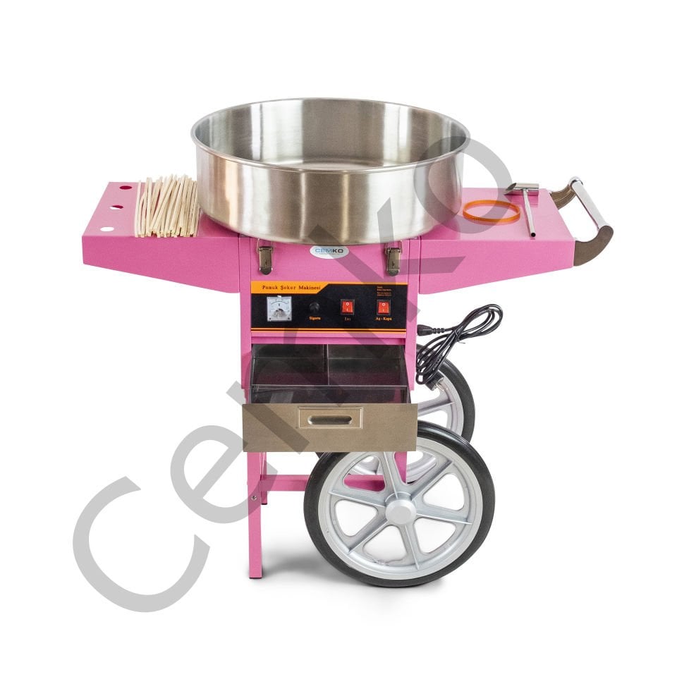 Tekerlekli Pamuk Şeker Arabası (ÜRÜNDE FANUS YOKTUR) (Model Fethiye)