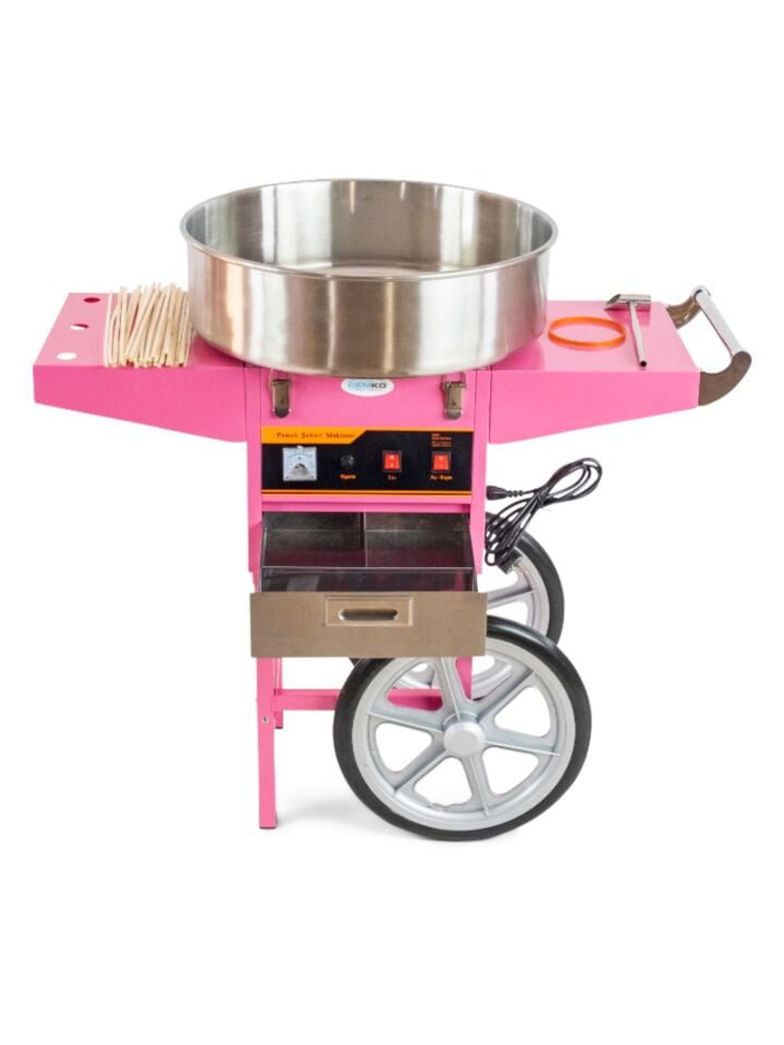 Tekerlekli Pamuk Şeker Arabası (ÜRÜNDE FANUS YOKTUR) (Model Fethiye)