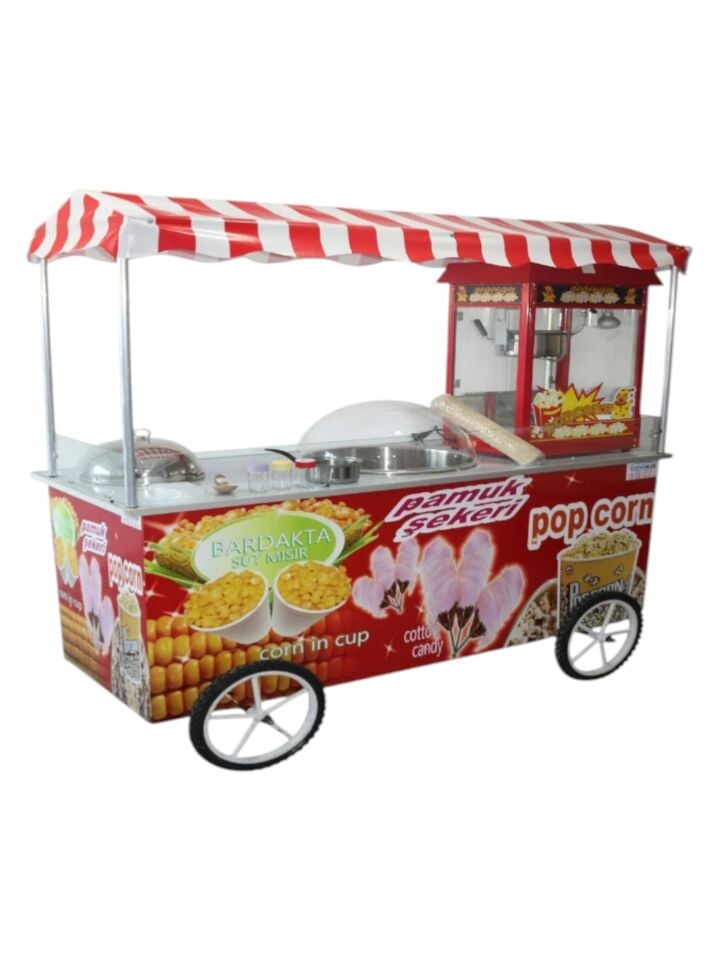 Popcorn Pamuk Şeker ve Bardakta Mısır Arabası 65x180 (Model Marmaris)