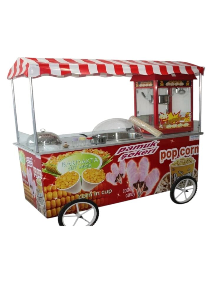 Popcorn Pamuk Şeker ve Bardakta Mısır Arabası 65x180 (Model Marmaris)