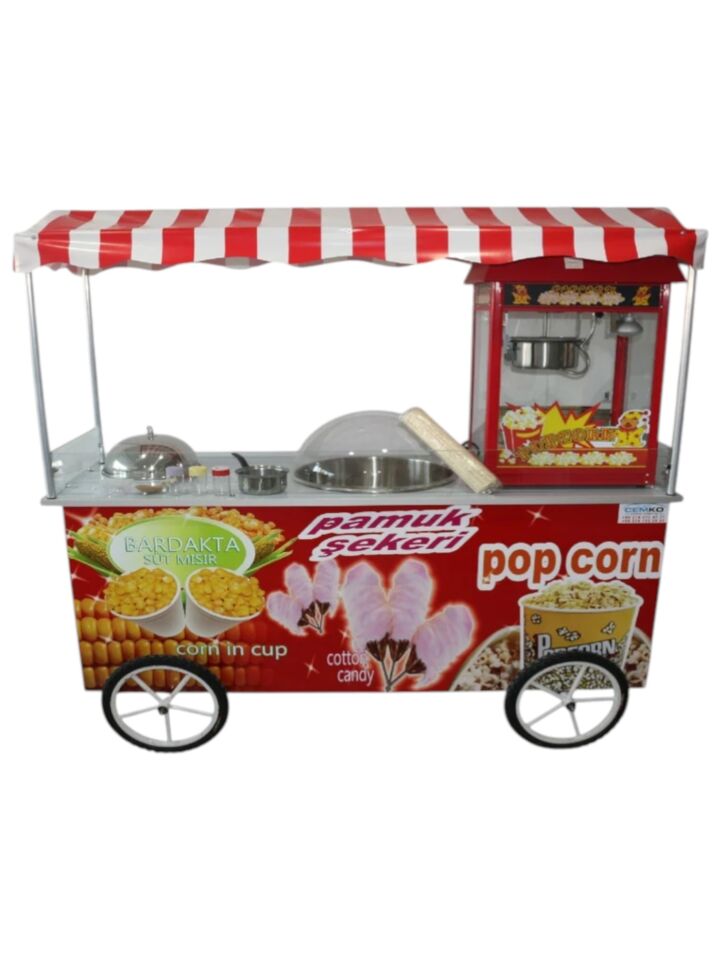 Popcorn Pamuk Şeker ve Bardakta Mısır Arabası 65x180 (Model Marmaris)