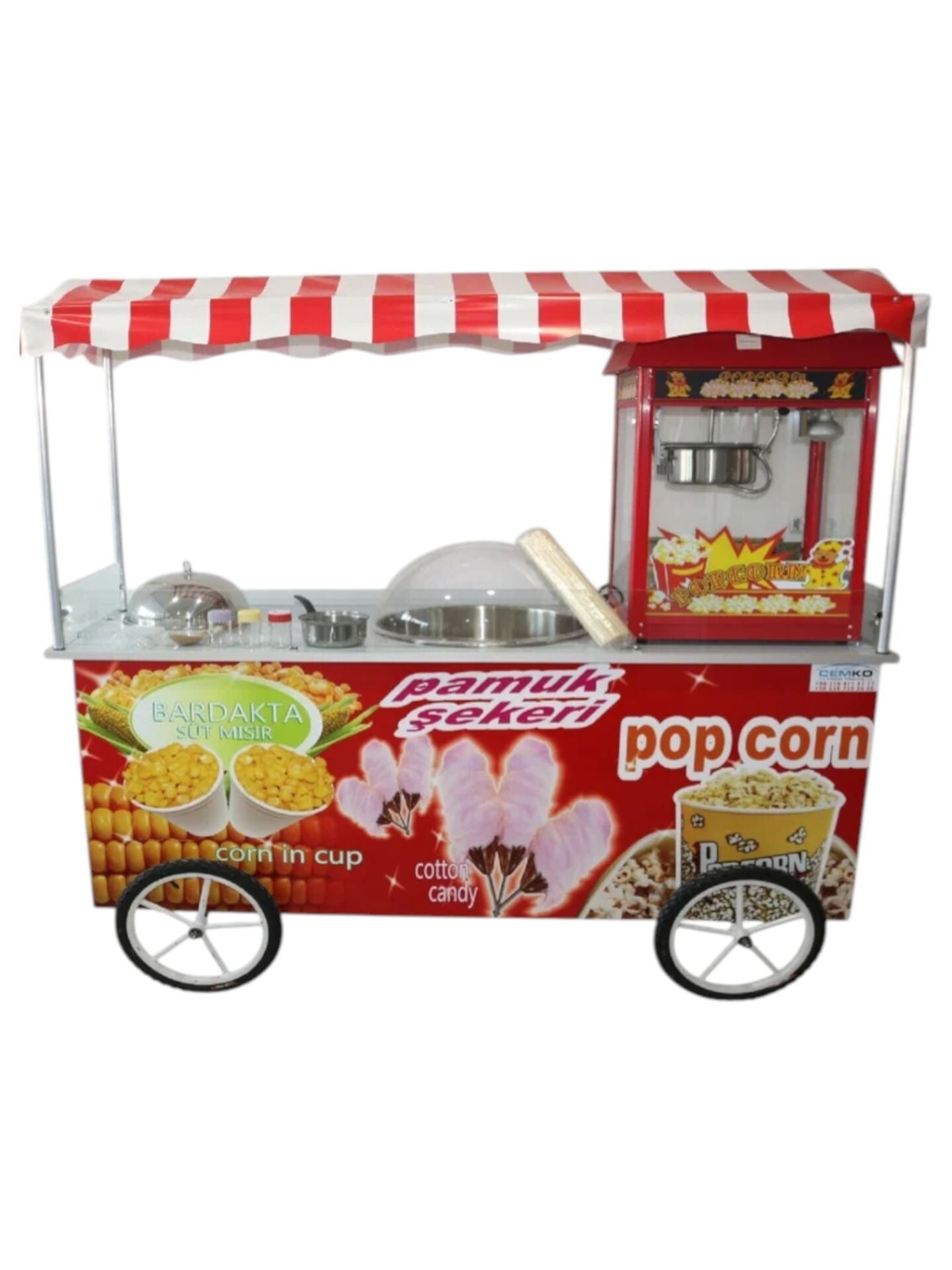 Popcorn Pamuk Şeker ve Bardakta Mısır Arabası 65x180 (Model Marmaris)