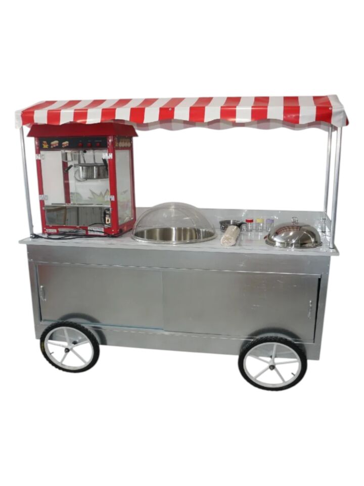 Popcorn Pamuk Şeker ve Bardakta Mısır Arabası 65x180 (Model Marmaris)