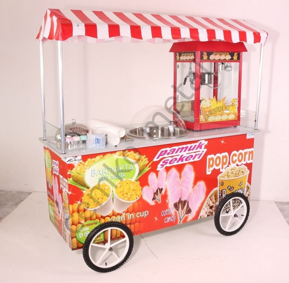 Popcorn Pamuk Şeker ve Bardakta Mısır Arabası 65x180 (Model Marmaris)