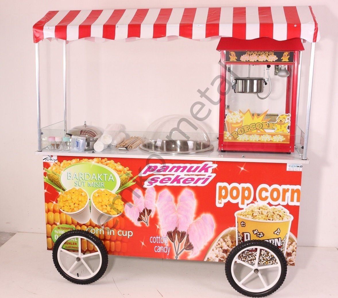 Popcorn Pamuk Şeker ve Bardakta Mısır Arabası 65x180 (Model Marmaris)