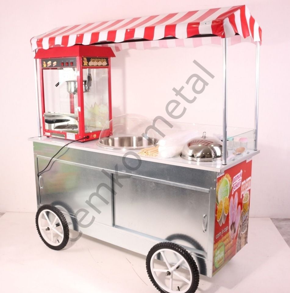 Popcorn Pamuk Şeker ve Bardakta Mısır Arabası 65x180 (Model Marmaris)